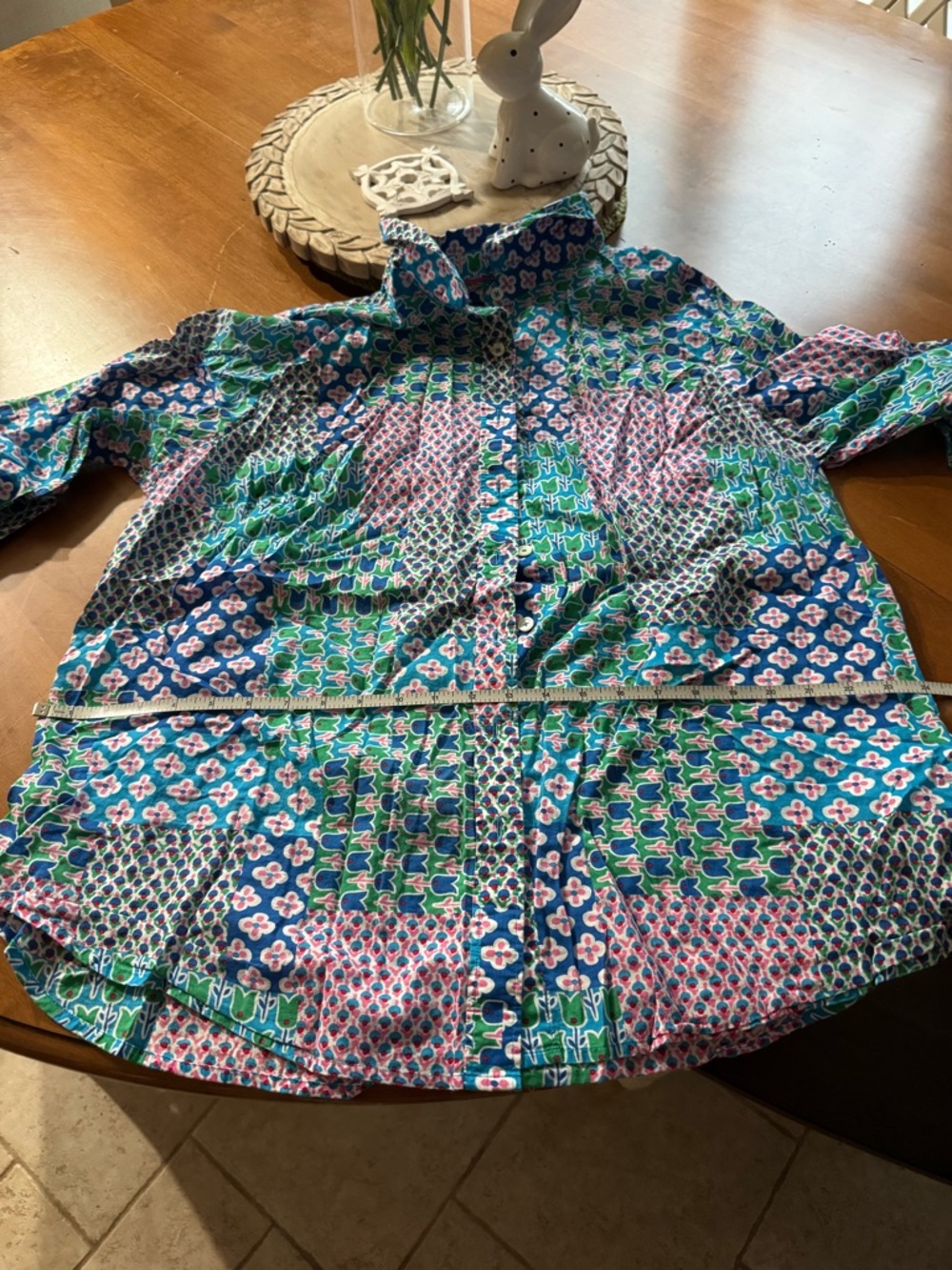 Talbots Blue and Green Floral Top - Picture 7 of 8